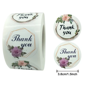 

500Pcs Labels Roll Flower Thank You Stickers Scrapbook For Gift Decoration Stationery Sticker Seal Label Handmade Custom Sticker