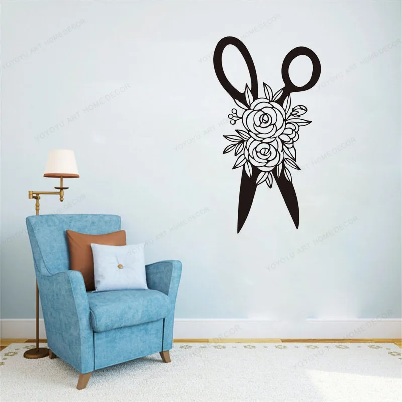 Scissors Flower Wall Decal Scissor Sewing Tailor wall decor