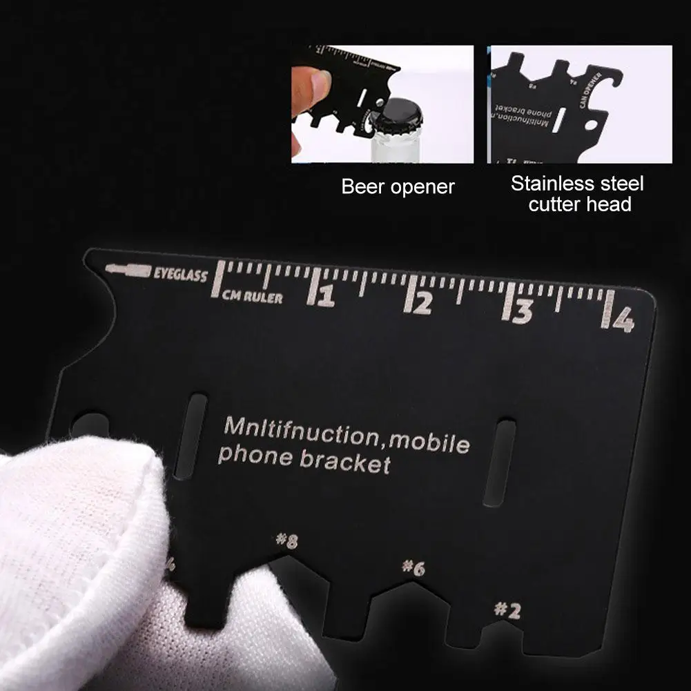 

Multifunctional Mini Card Bottle Opener Phone Holder Ruler Screwdriver Tool