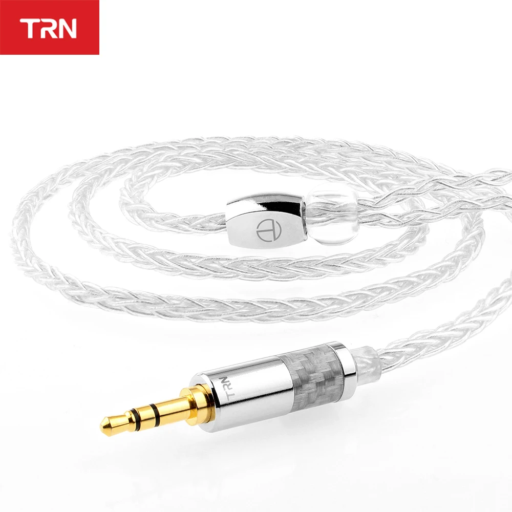 Кабель для наушников TRN T3 серебристый кабель 8-жильный провод Hi-Fi плетеный BA15 V90S V80