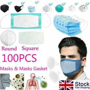 

20/100PCS Disposable Face Mask Gasket Pad For Anti Dust Bacteria Virus Face Mask Non-woven Mask Gasket 3 Layer