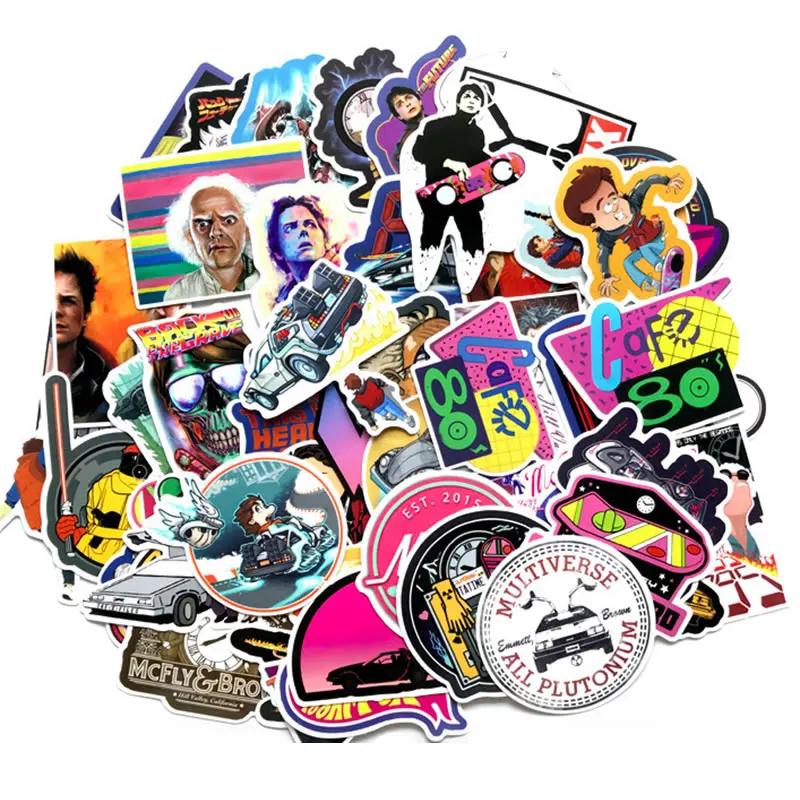 57pcs/Pack Waterproof Movie Back To The Future Graffiti Stickers Skateboard Travel Suitcase Phone Motorcycle Laptop Stickers Toy