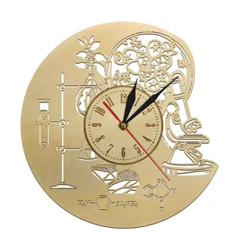 

Biology Chemistry Science Circle Laser Cut Wood Wall Clock Chemistry Rustic Wall Art Decor Chemical Clock Watch Biology Gifts