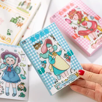 

10set/1lot Kawaii Stationery Stickers Hand painted girl heart Diary Decorative Mobile Stickers Scrapbooking DIY Craft Stickers