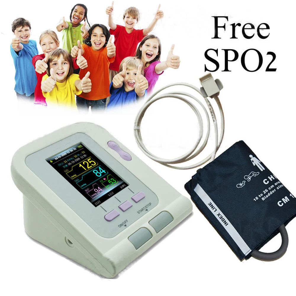 08A Child Kids Blood Pressure Monitor Pediatric Electronic Sphygmomanometer NIBP Pulse Heart Rate Beat Meter BP Cuff SPO2 Probe