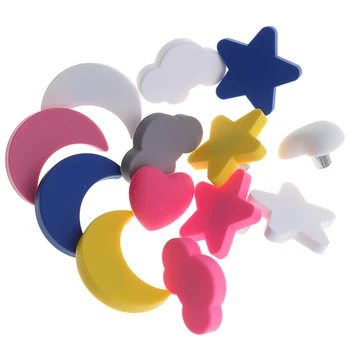 

Children Rubber Door Handles Cute Pink Heart Star Moon Cloud Kitchen Cabinet Knobs And Handles Furniture Handle Drawer Pulls