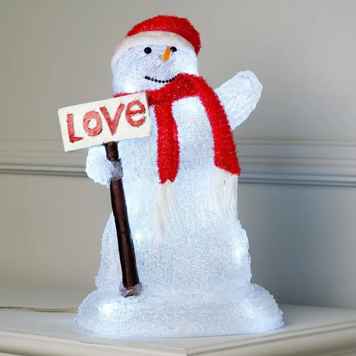 Фигура акрил. &quotСНЕГОВИК с табличкой LOVE&quot 20х23х30 см 40 LED контр. 8р. 220V