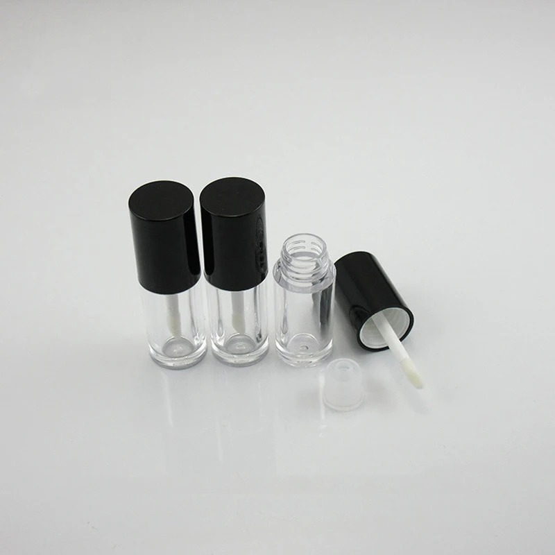 50pcs 2.5ml lip gloss tube Transparent bottle with bright black cap lipstick lip blam tube  lip glaze tube Refillable Bottles