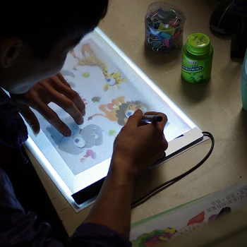 LED Light Drawing Tablet Children A4 Magic Pad Sketch Sign Mirror Copy Tablet Digital Dimming Air Flow Tracing Board for Kid 1