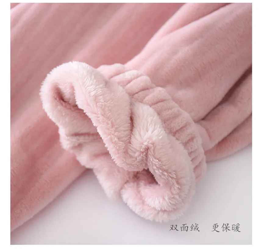 Осень Зима Большие размеры женское утепленное плотное Фланелевые штаны для женщин розовые длинные бархатные штаны с эластичной резинкой на талии пижамы WZ987