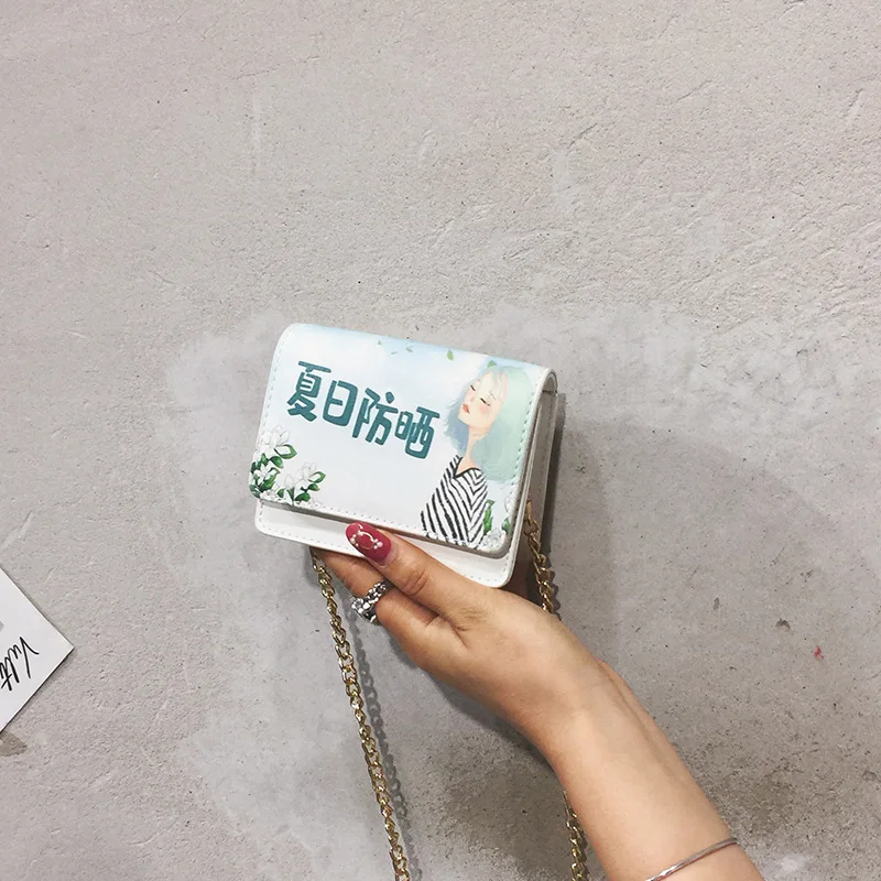 

Summer New Style Spray-print Chain Bag Shoulder Bag Eight-Color Combination Cute Cartoon Shoulder Bag Women's