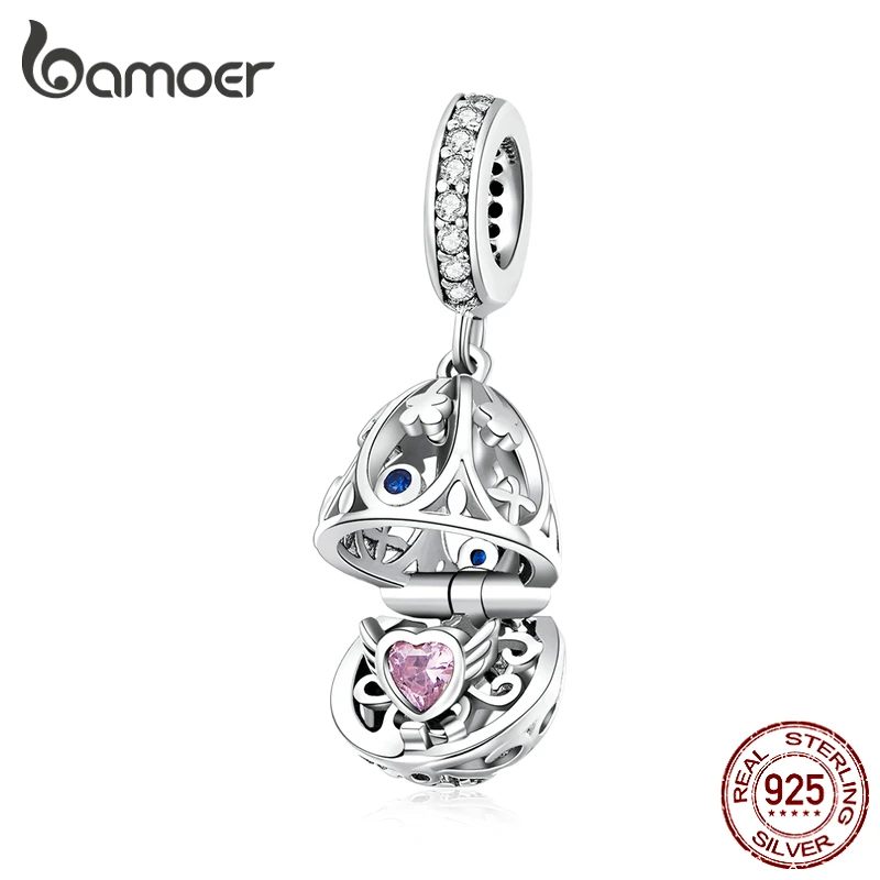 Bamoer Fine S925 Silver Necklace Box Pendant with Wish charms For Women Jewelry