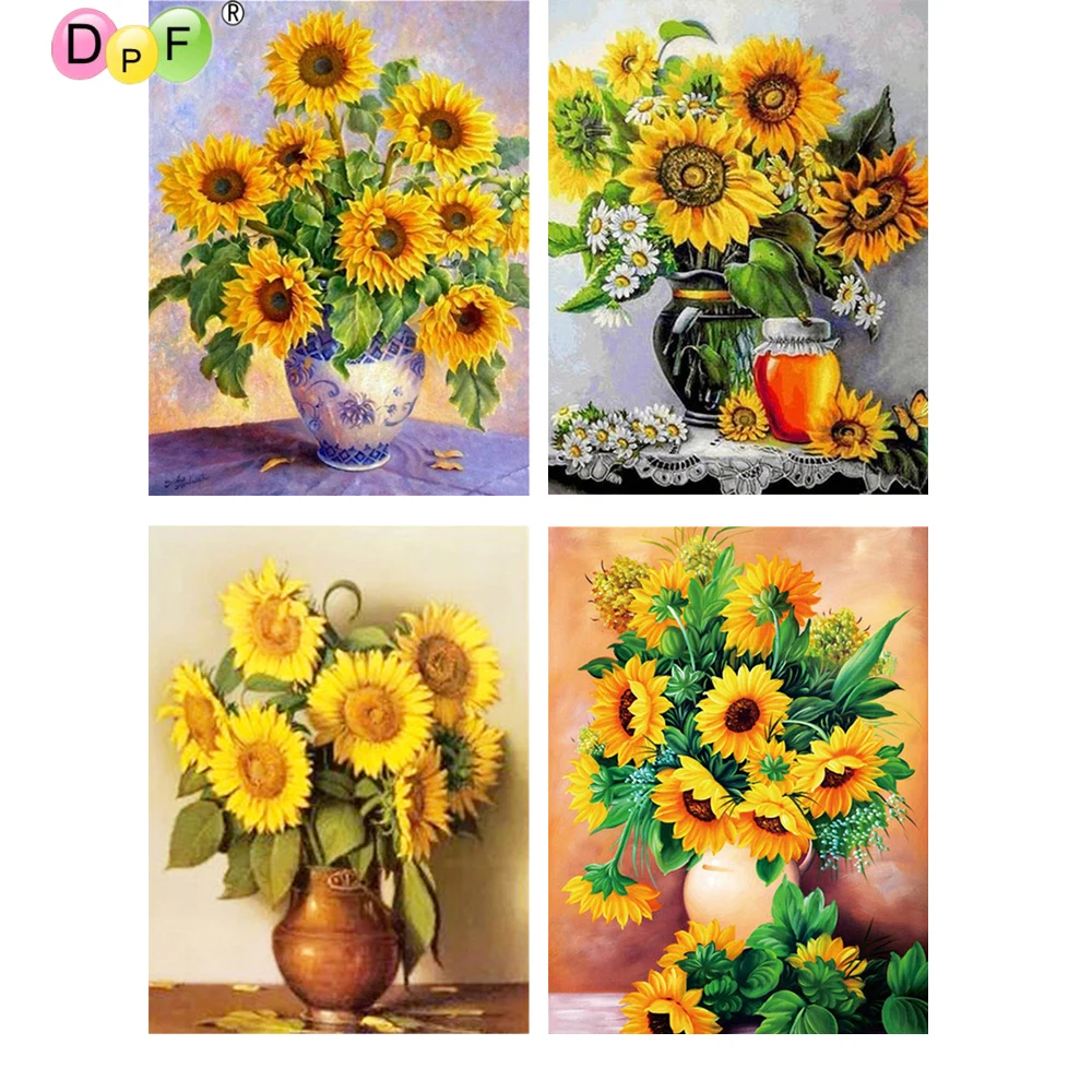 Dpf Diamond Embroidery Sunflower Diamond Painting Cross Stitch Crafts