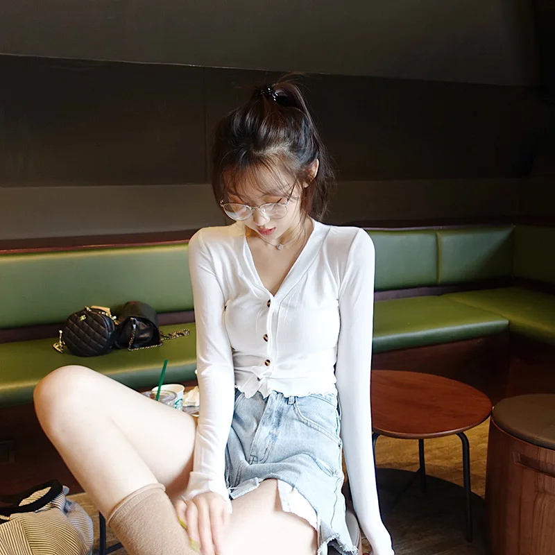 Kpop Blackpink JENNIE Осень Новые СИНИЕ ВЯЗАНЫЕ короткие толстовки с капюшоном и v-образным вырезом женские корейские дикие толстовки Harajuku Женская одежда