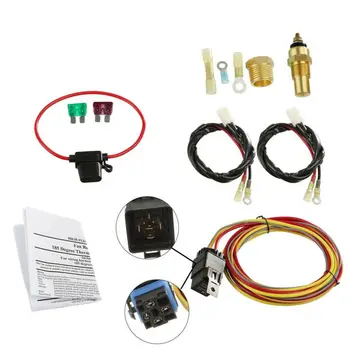

Dual Electric Cooling Fan Wiring Harness Install Kit 185/165 Hermostat 40A Relay Electric Fan Wiring Harness Kit