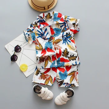 

1-5Y New summer Baby Boy Clothing Set Tropical beach style shirt shorts 2pcs/set fashion Children Clothes Suit for Kids Outfit