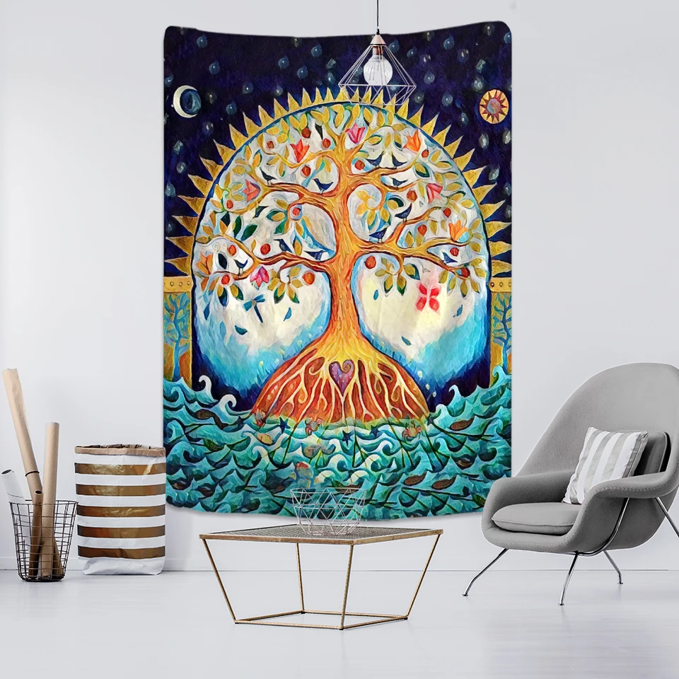 Tapestry Decor Tree of life Mushroom Forest Fairy Tale Castle