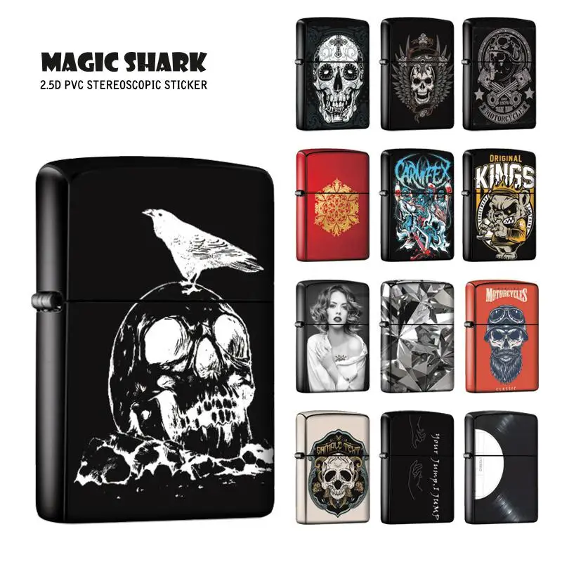 Ультратонкая ПВХ-пленка Magic Shark Disk Zombie Sexy Lady Skull Crystal стикер для зажигалки Zippo |