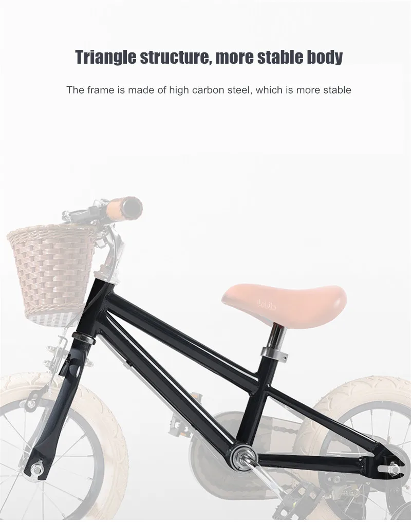 New Kids Bike 14/16 inch 3 - 9 Years Old Boys and Girls Princess Vintage Bicycle Baby Children Balance Bike With Auxiliary Wheel