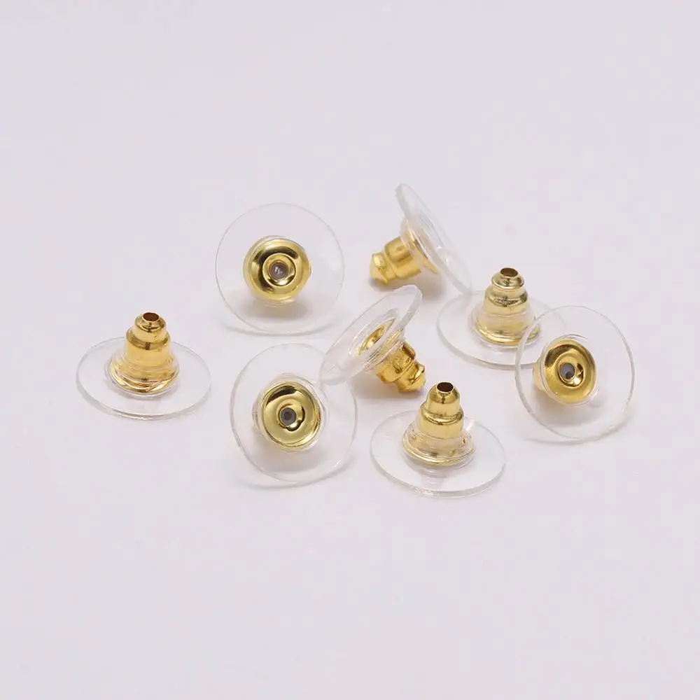 20 x TUERCAS tapones para pendientes zarcillos PLATEADO color plata oro  silicona