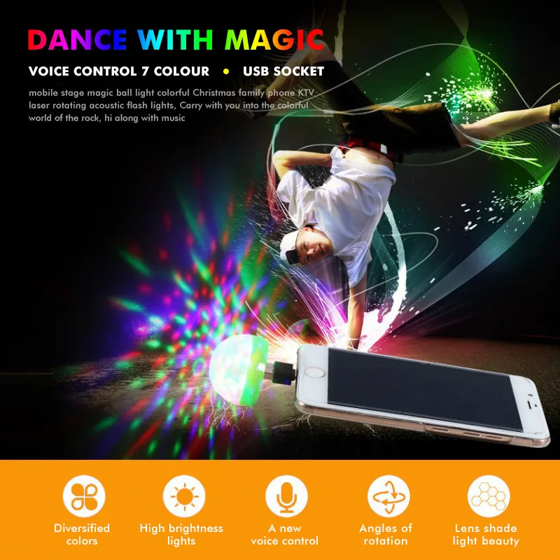 Mini Stage Light Android Usb Rotating Stage Light Phone Magic Ball Christmas Family Party Stage Lights Dj Light Disco Ball