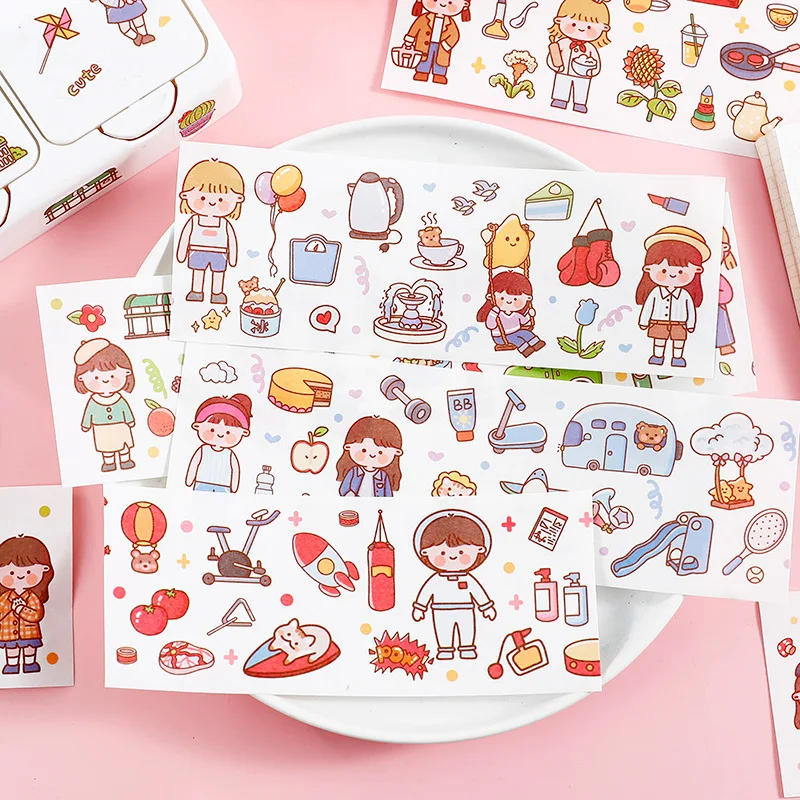 5.8X38Cm Kawaii Carino Washi Tape Estetico Rosa Ragazze Fai Da Te Scrapbook Diario Planner Cancelleria Cartone Anime Nastro Adesivo Washi