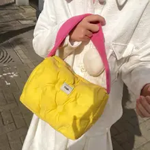 

Fashion Space Padded Women Shoulder Bags Designer Quilted Lady Handbags Casual Luxury Nylon Small Tote Square Female Purses 2021