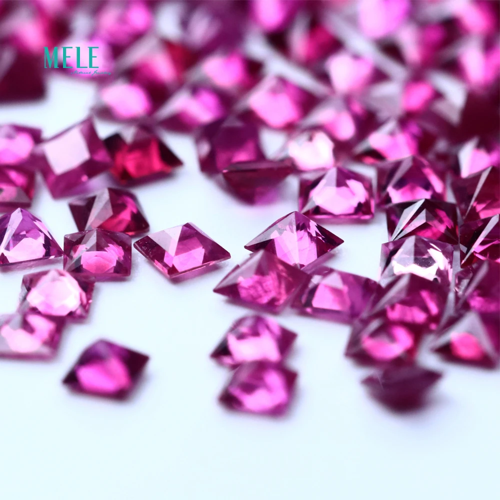 Natural Ruby 3mm square Princess Cut bare Stone gemstone Pendant ring high-end jewelry matching stone