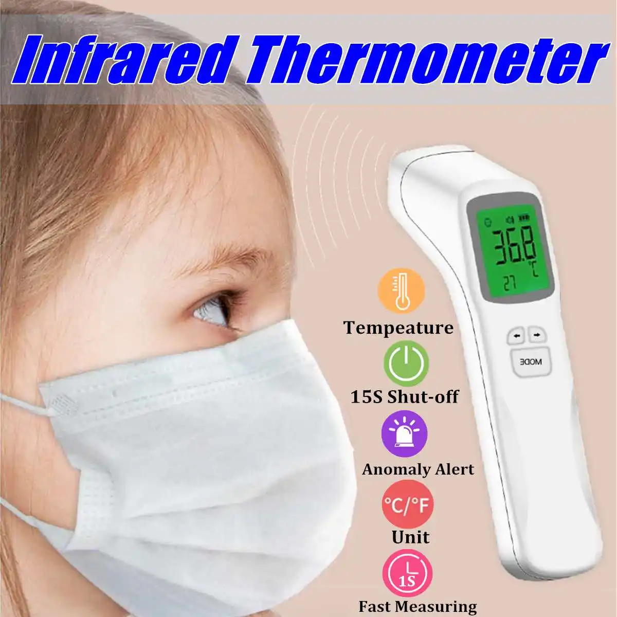 

Non-contact Thermometer 1s Quick Measuring Auto Forehead Digital Infrared Thermometer Portable Termometro Baby/Adult Temperature