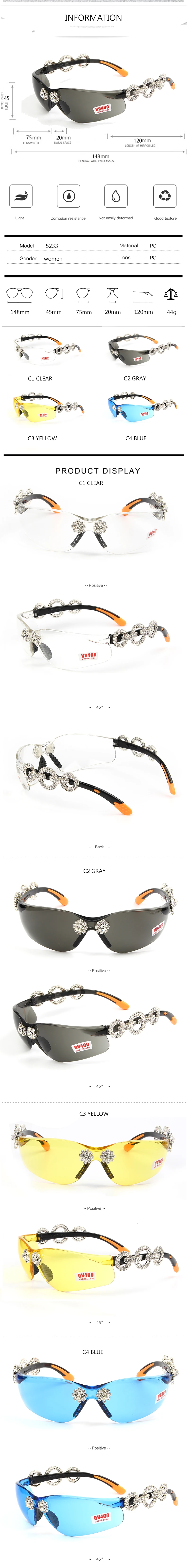 Роскошные круглые солнцезащитные очки со стразами женские новые брендовые дизайнерские алмазные солнцезащитные очки мужские очки без оправы крутые прозрачные линзы очки