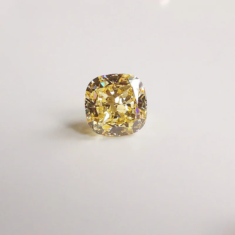 FFGems 8A Loose Gemstone Yellow Sona Diamond VVS 3EX Fat Square 10mm Diy Mounting Fine Jewelry Ring For Women Wedding Party Gift