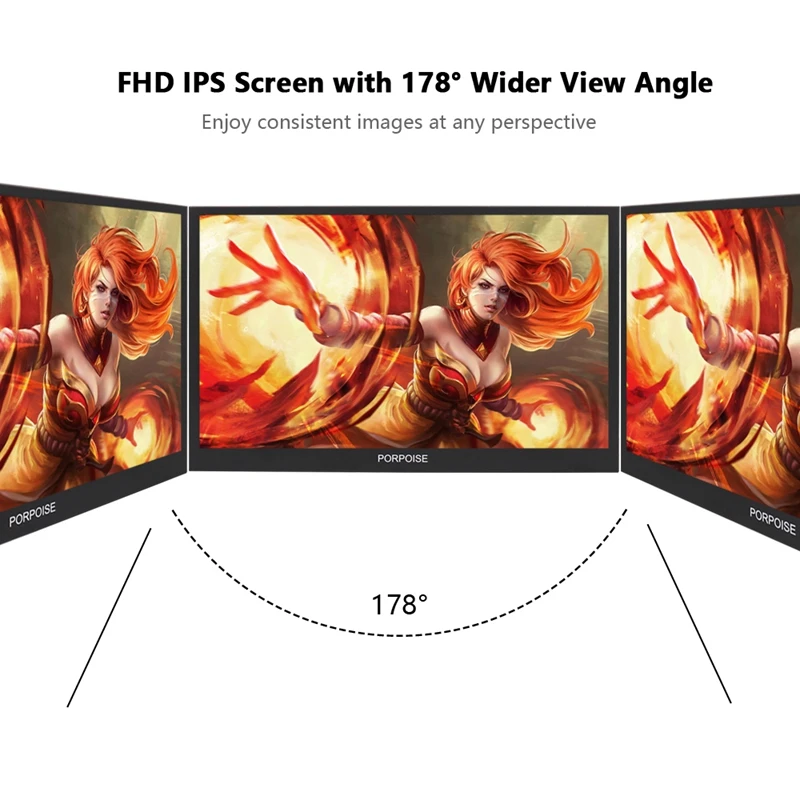  17.3 Inch Super-Ultra Portable Monitor for HDMI PS3 PS4 XBOX PC 1920 x 1080P IPS Screen USB Display