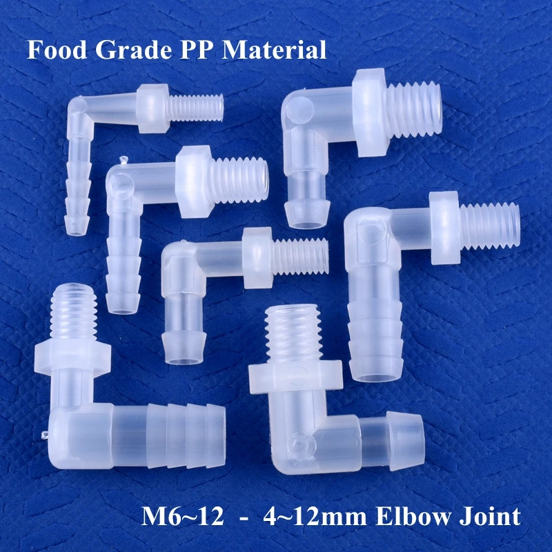 

5~200pcs M6~M12 To 4~12mm Food Grade PP Plastic Pagoda Elbow Connector Aquarium Tank Fittings Garden Irrigation Water Hose Joint