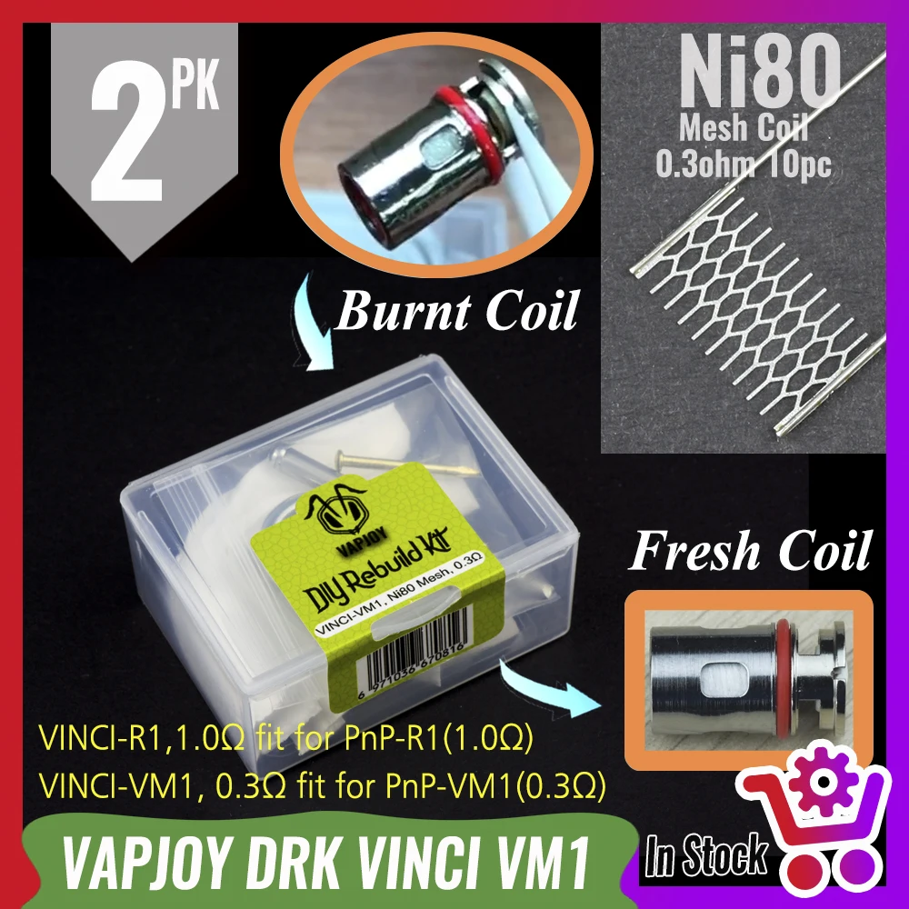 2 шт Оригинальный VAPJOY Ремонтный комплект для Винчи pnp vm1 0.3ohm 10 шт. металлическая
