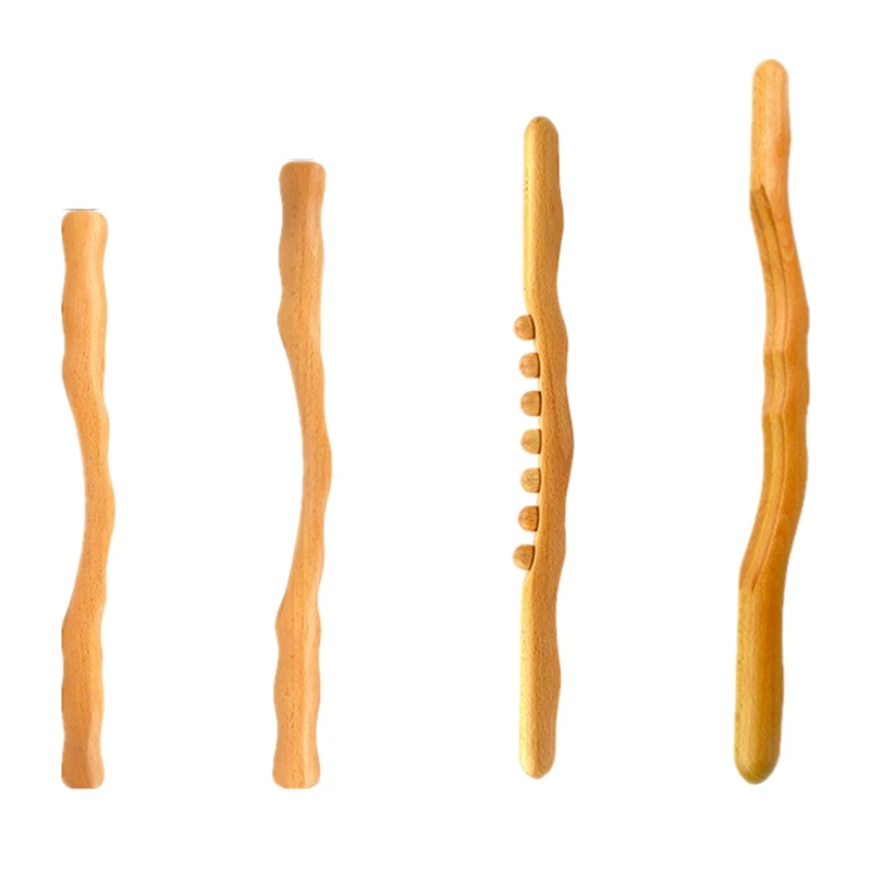 4 Pcs Guasha Scraping Stick for Back Shoulder Neck Waist Leg Massage Tools Made From Natural Wood Fast Large Area