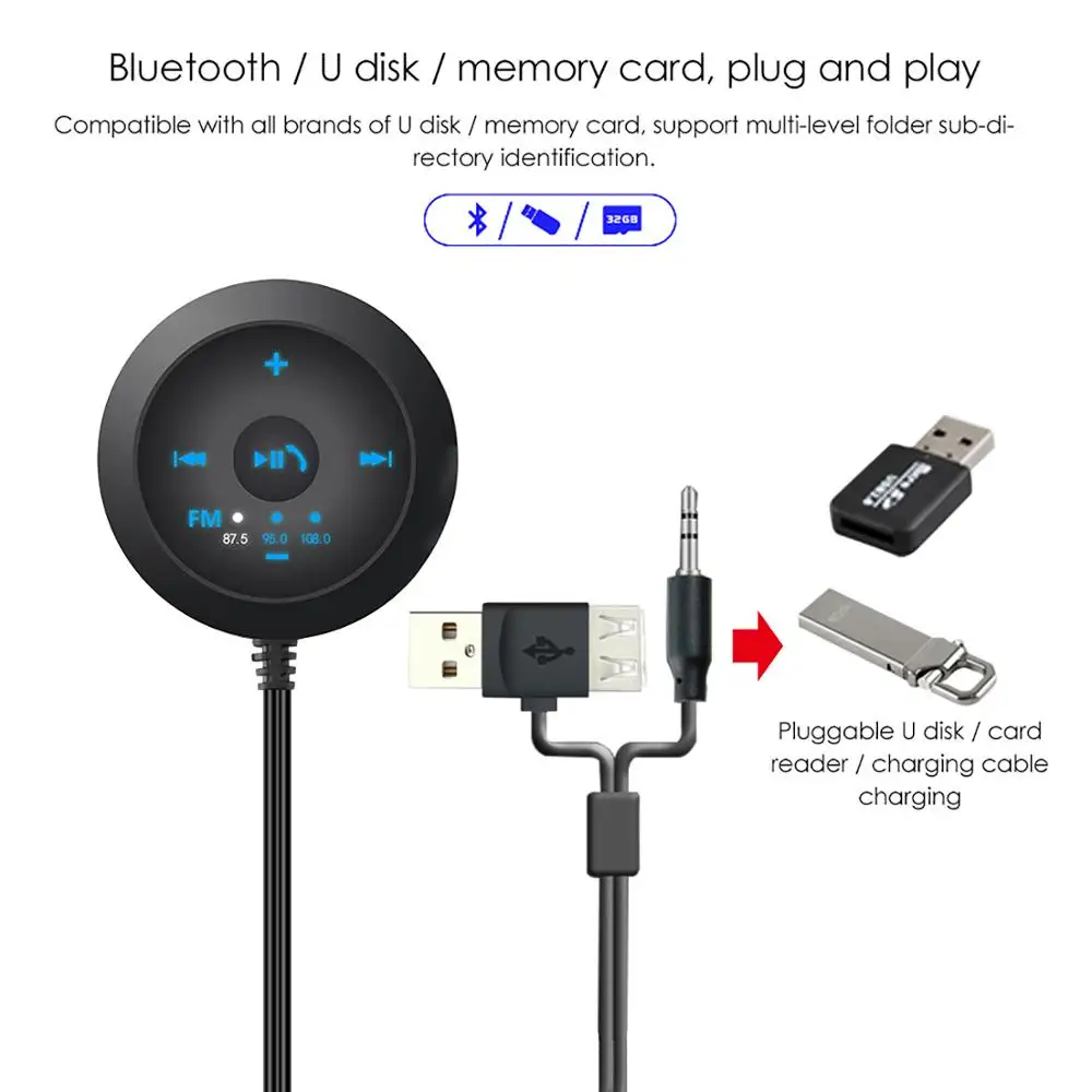 AOZBZ беспроводной Bluetooth приемник 3,5 мм Автомобильный музыкальный аудио приемник адаптер Hands-Free автомобильный комплект A2DP Набор для трансляции для автомобиля стерео