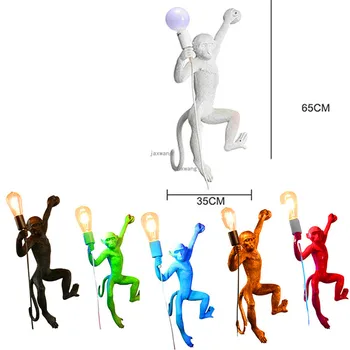 

Resin Monkey Lamp Creative Wall Lamp Loft Wall Sconces Lighting Fixtures Bedroom Bedside Home Deco Hanging Lamp Kitchen Fixtures