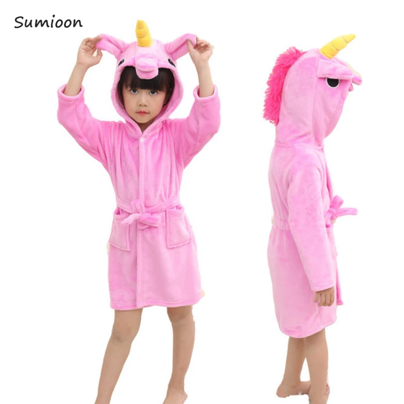 Beste Baby Dier Badjas Voor Jongens Meisjes Eenhoorn Patroon Hooded Handdoek Strand Kinderen Nachtkleding Kinderen Kleding Kids Pyjama Nachthemd