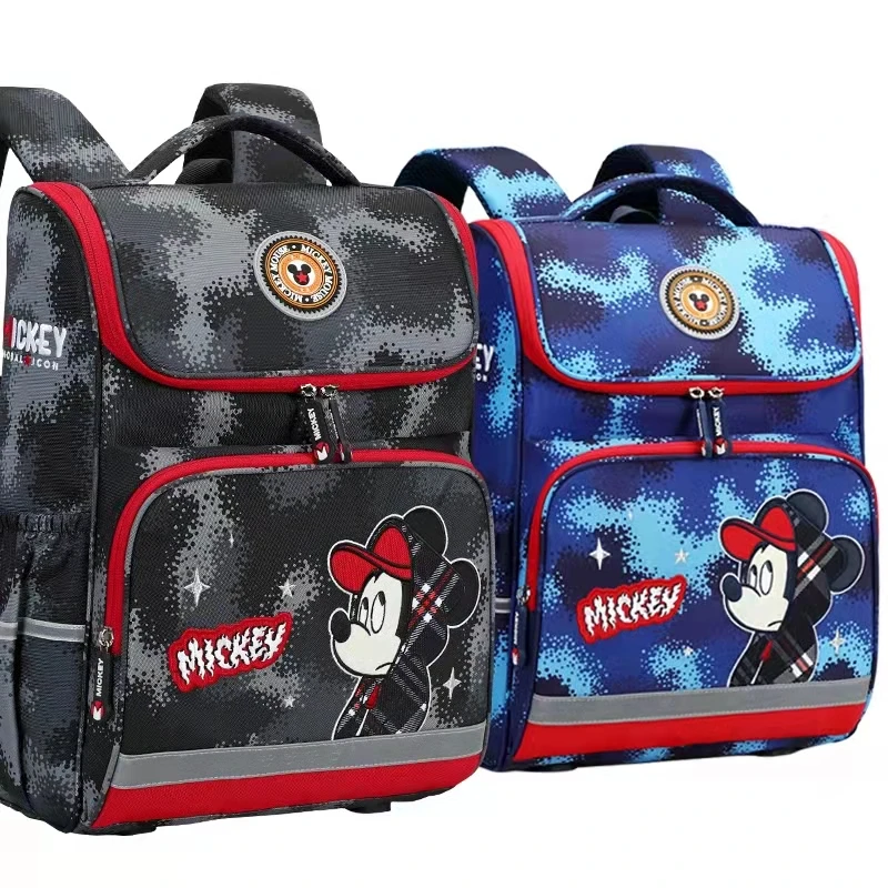 Disney Mickey Minnie School Bag For Boy Girl Primary Student Shoulder Orthopedic Backpack Large Capacity Grade 1-3 Kids Gifts