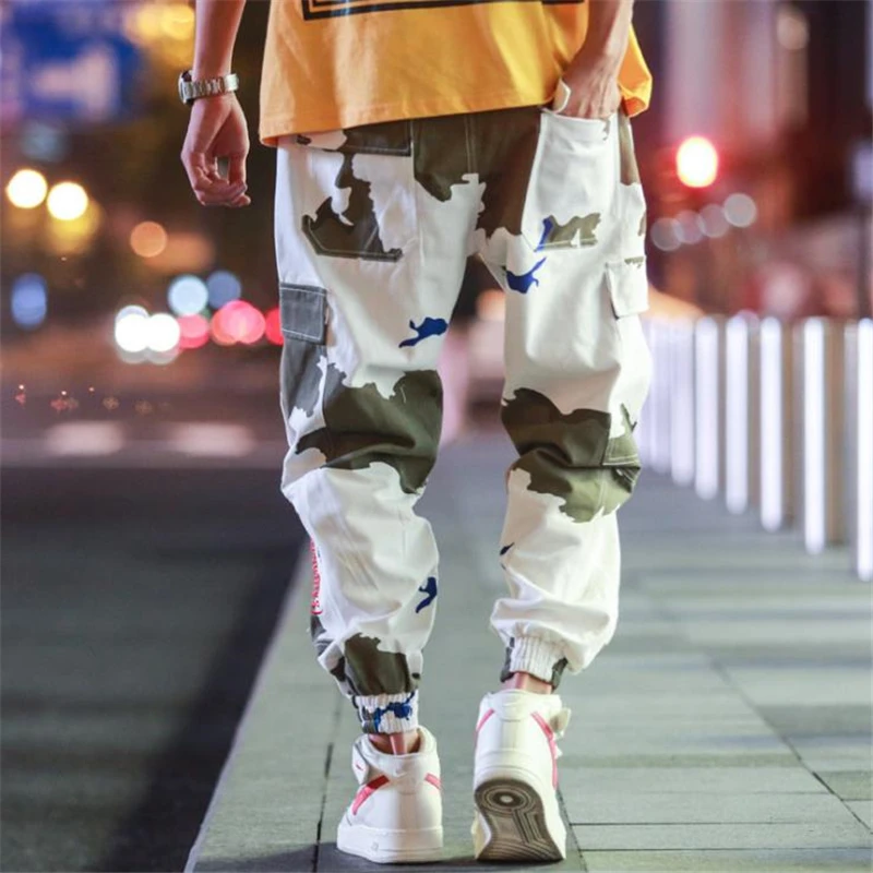 Цветные камуфляжные штаны-карго мужские модные мешковатые тактические брюки хип-хоп повседневные Хлопковые Штаны с несколькими карманами уличная одежда
