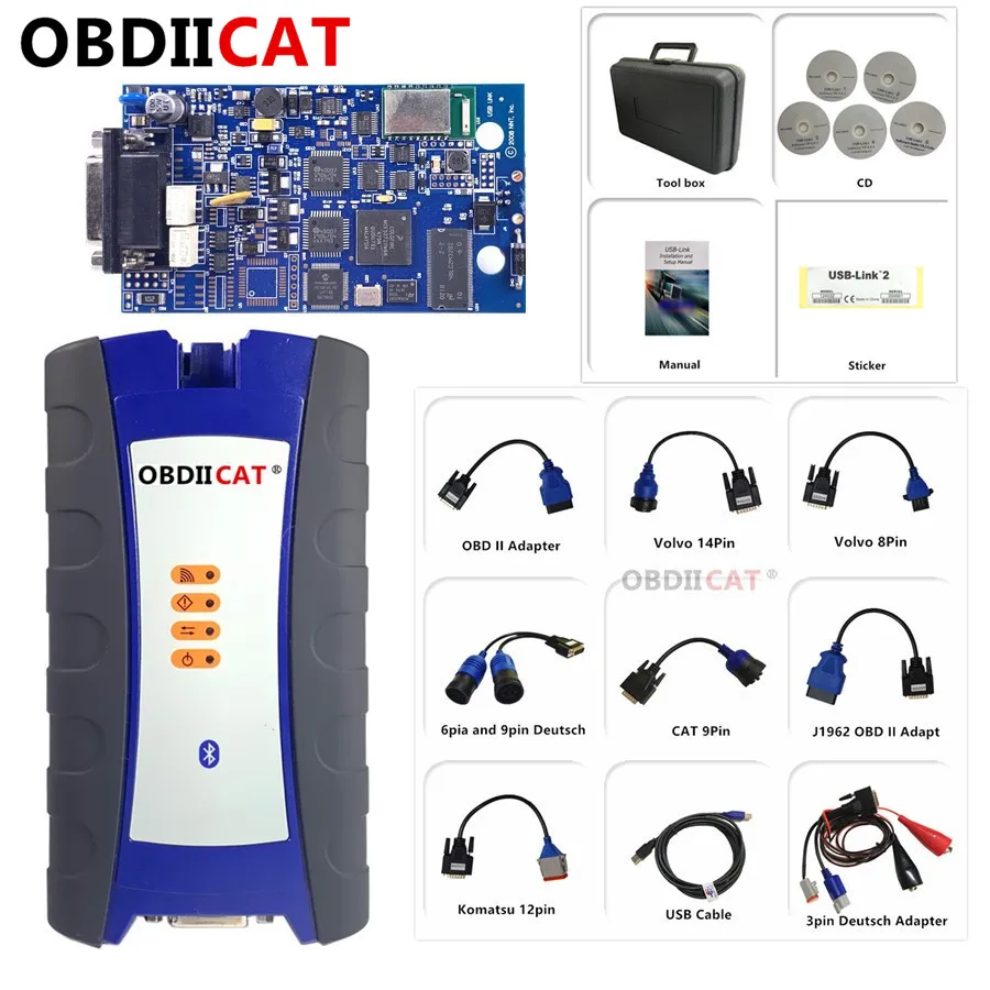 OBDIICAT USB Link 2 с Bluetooth грузовик диагностический инструмент 125032 тяжелых грузовиков