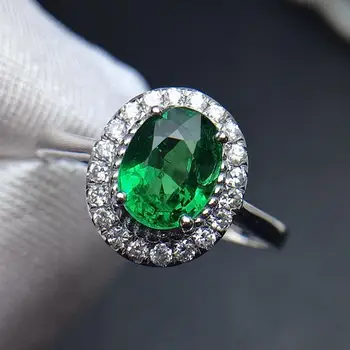 

A411 Tsavorite Ring Fine Jewelry 18 K Gold Natural Unheat 1.4ct Tsavorite Gemstones Diamonds Female Wedding Rings