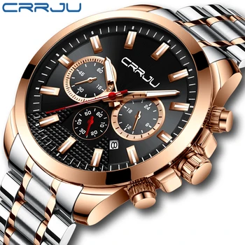 

2020CRRJU New 48mm Big Dial Watch Stylish Waterproof Chronograph Watch Creative Original 24 Hour Display Stainless Steel Wristwa