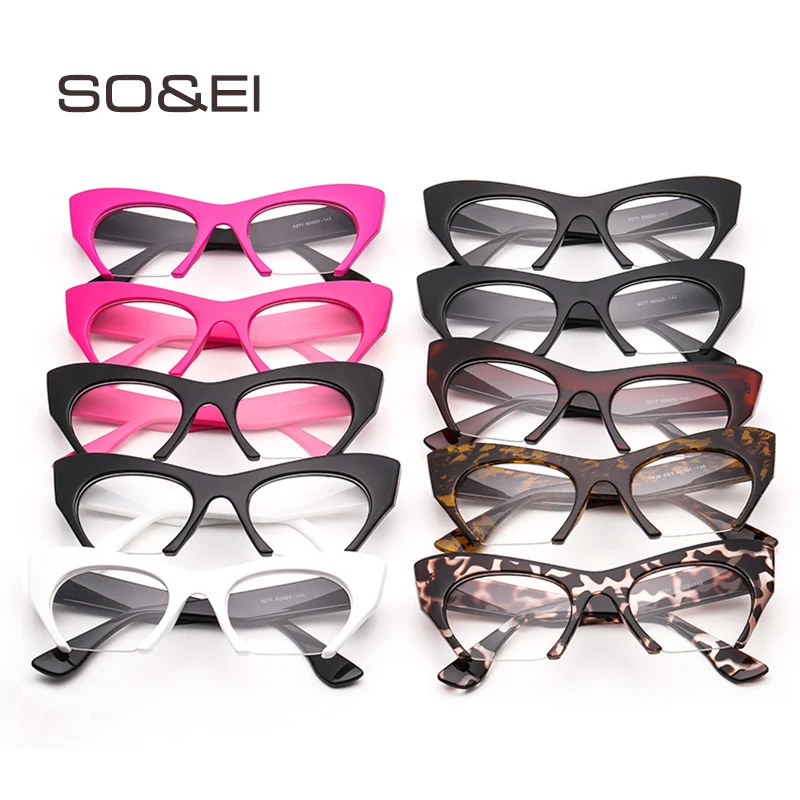 Fashion Retro Half frame Cat eye Women Men Glasses Frame eyeglasses frames eyeglass frames Can Be Equipped with Myopia Prescription Lens