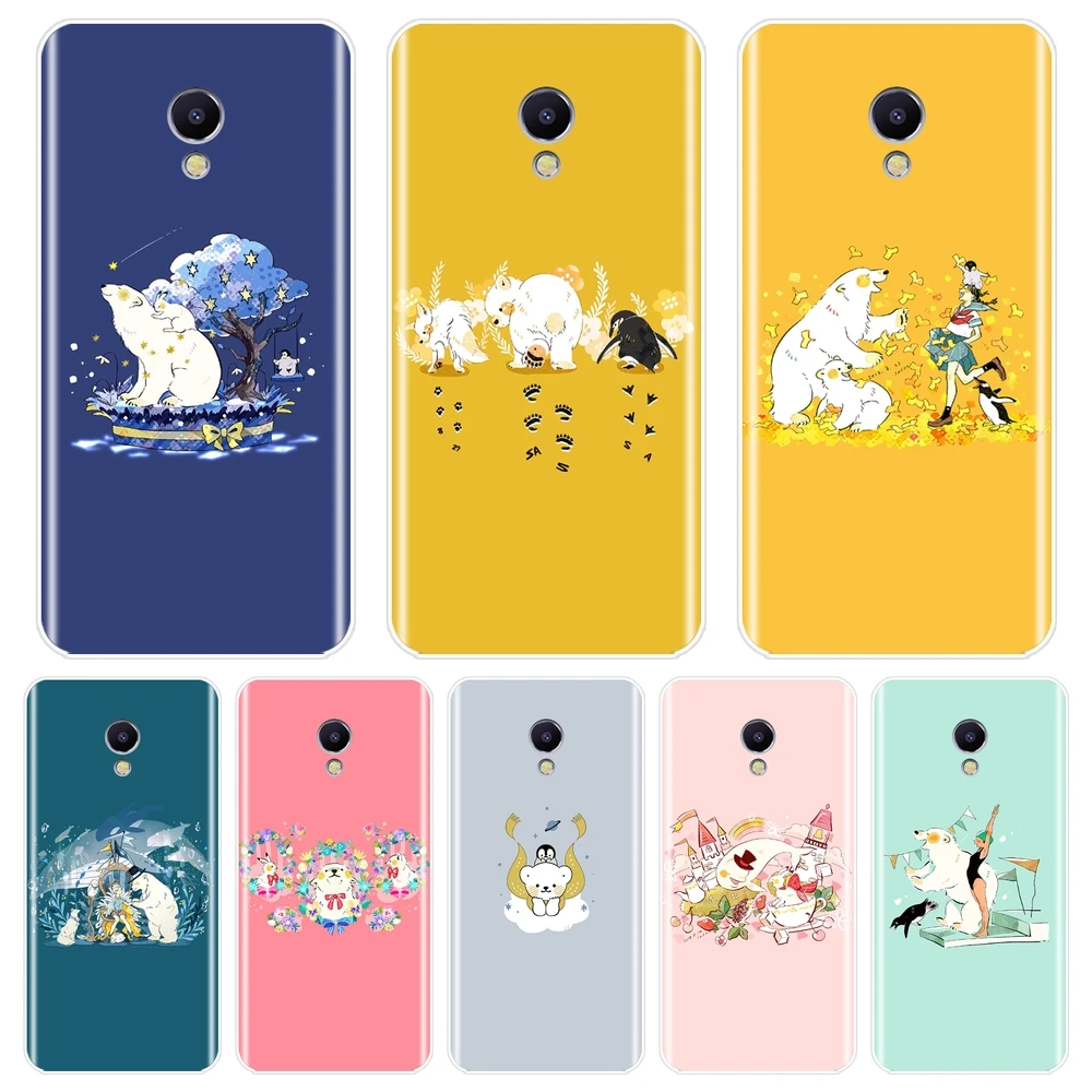 Милый чехол Polar Bear для Meizu M6 M5 M3 M2 Note Мягкая силиконовая задняя крышка M3S M5C M5S M6S M6T