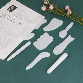 

Natural White Jade Guasha Board Stone Scraper Pressure Therapy Massage Tools For Face Neck Back Body Wholesale
