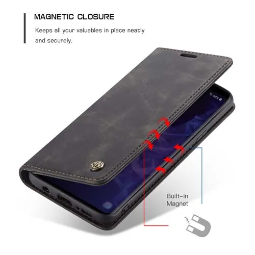 Для samsung Galaxy s9 s9+ чехол CaseMe Магнитный откидной Бумажник кожаный чехол-подставка для телефона чехол для Galaxy S8 Plus s7 edge Капа слоты для карт - Цвет: Черный