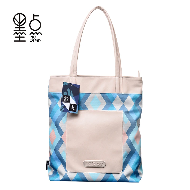 

Foldable Shopping Bag Fashion PU Canvas Eco Tote Bags Printing Storage Handbag Waterproof Wear-Resistant Student Tutorial Bag