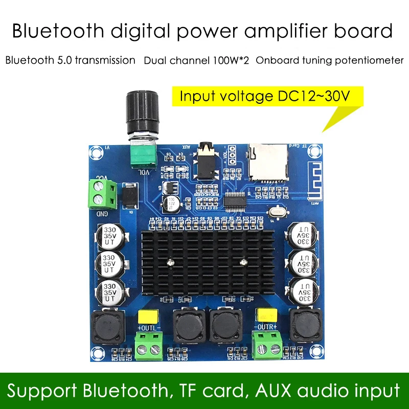 XH A105 Bluetooth 5 0 TDA7498 плата цифрового усилителя 2x100 Вт стерео аудио модуль с