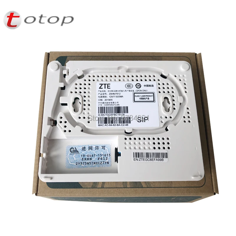 100% Новая Оптическая сеть ZTE ZXHN F612 GPON ONU с 2 портами ethernet и 1 голосовым портом версия